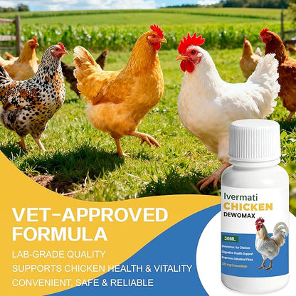 Dewormer for Chickens for Poultry & Laying Hens for Tapeworms, Roundworms & Hookworms 30ml