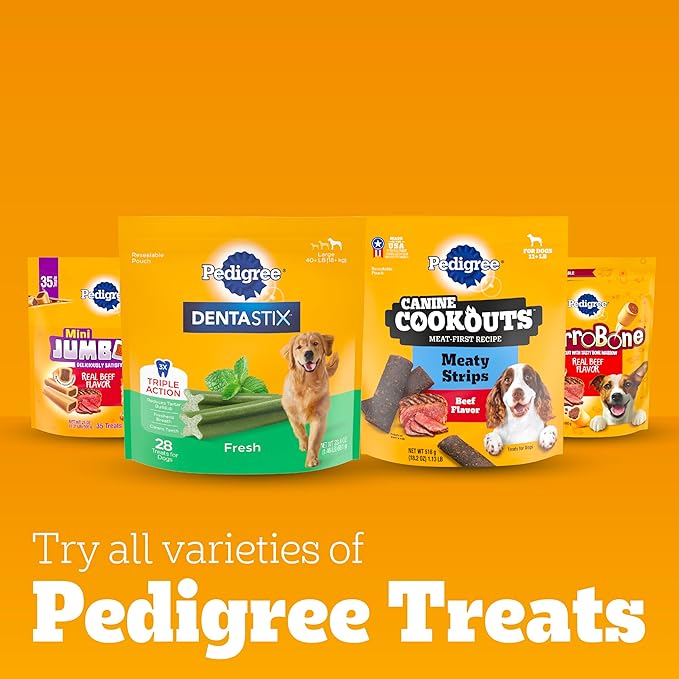 Pedigree Mini Jumbone Small Dog Treats, Dog Bone Like Shell with Beef Flavor, 12 Treats (Pack of 7)