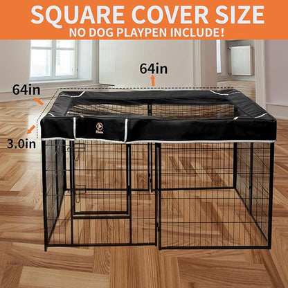PJYuCien Square Top Cover - Fits 8 Panels 32 Inch Width Metal Dog Fence Dog Playpen (Note: Only PlayPen Top Cover, NO PLAYPEN)