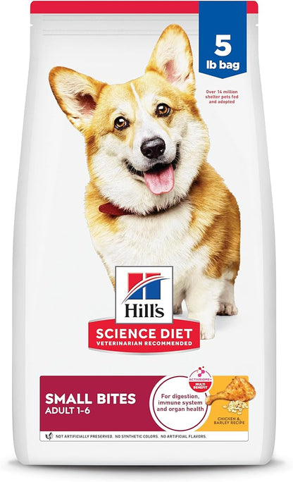 Hill's Science Diet Adult 1-6 Small Bites Dry Dog Food, Chicken & Barley, 5 lb. Bag