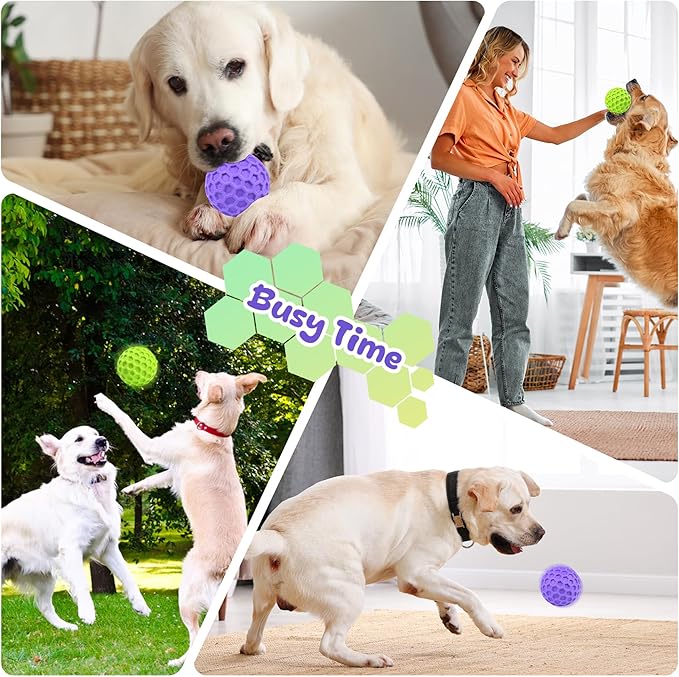 Squeaky Dog Toys for Aggressive Chewers, Indestructible Dog Balls for Aggressive Chewers, Purple Squeaky Balls for Dogs, Interactive Toys for Large Dogs to Relax