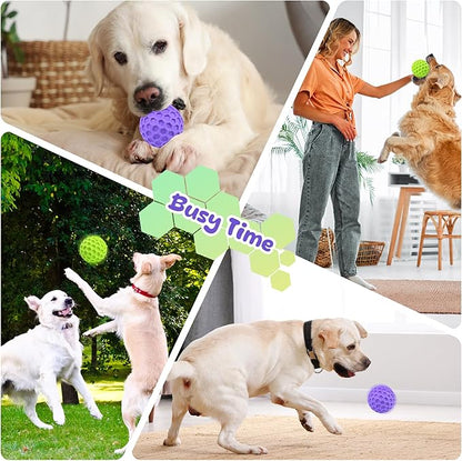 Squeaky Dog Toys for Aggressive Chewers, Indestructible Dog Balls for Aggressive Chewers, Purple Squeaky Balls for Dogs, Interactive Toys for Large Dogs to Relax
