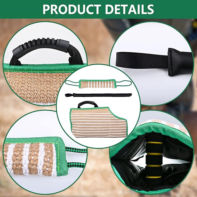 Dog Bite Training Set - Dog Bite Sleeve Protection Arm and Pillow Tug Toy, Puppy Training Stick, Professional Equipment for K9, IPO, Schutzhund Puppy