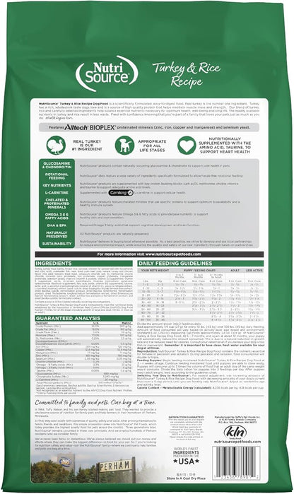 NutriSource Dry Dog Food, Turkey and Rice, 12LB