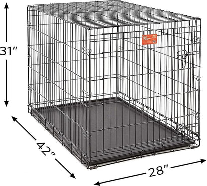 MidWest Homes for Pets 42-Inch LifeStages Crate for Large Breeds, 71-90 lbs, Single Door Folding Dog Crate with Divider Panel, Leak-Proof Tray & Secure Latch, Heavy-Duty & Easy to Assemble
