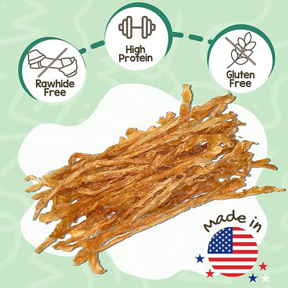 Nature Gnaws USA Turkey Tendons for Dogs (8oz) - Delicious Grain Free Reward Snack for Small, Medium & Large Breeds - Premium Natural Dog Chew Treats