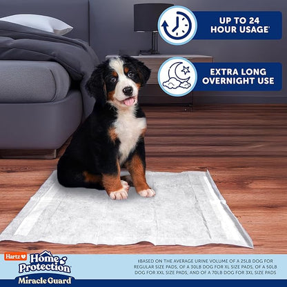 Hartz Miracle Guard Dog and Puppy Dog Pads Max Absorbency 24 Hour Use Odor Eliminating No Leaks, X-Large Size 30 Count