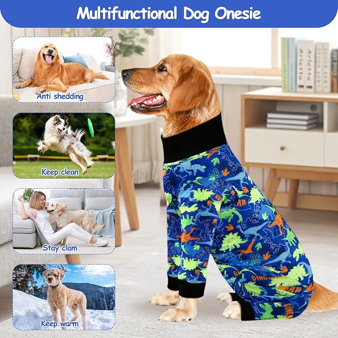 Etdane Dog Surgery Suit Recovery Suit for Dogs Female Spay, Male Neuter Dog Onesie After Surgery Surgical Bodysuits Anti Shedding Suit Dinosaurs/XS