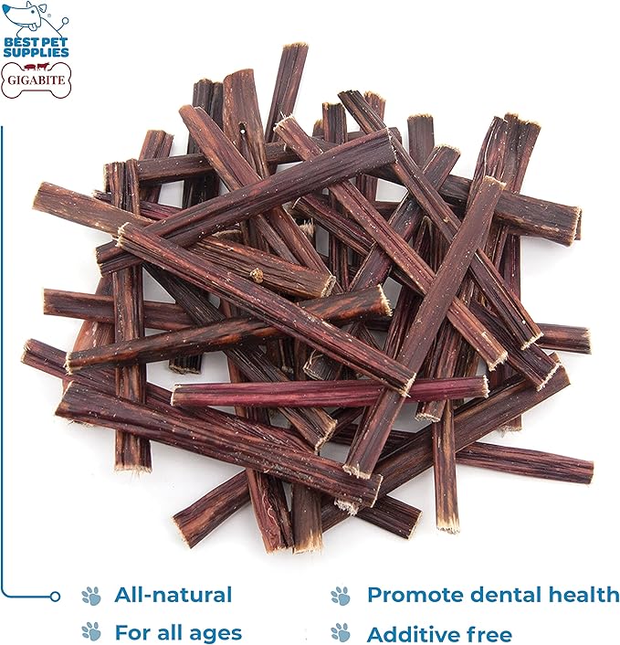 GigaBite Beef Esophagus Dog Treats - Natural Gullet Sticks for Dogs, High Protein Single Ingredient Dog Chews, Rawhide Free Dental Dog Treats for All Dog Breeds - Sticks (6 Inch), Pack of 35