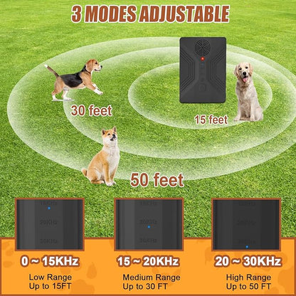Dog Bark Deterrent Devices, Anti Barking Device for Dogs Long Range 50FT, 3 Modes Stop Dog Barking Devices, Rechargeable Bark Box, Ultrasonic Barking Deterrent Devices for Dog Training (Black)