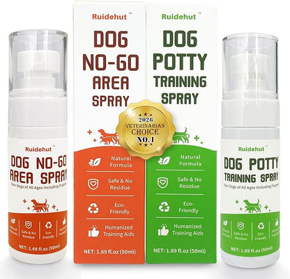 Dog Potty Training Spray & NO-GO Area Spray, Safe & Effective Puppy Pee Spray, Helps Train Puppies & Dogs Where to Potty, Indoor and Outdoor House Training Tool, 1.69 Fl Oz Each