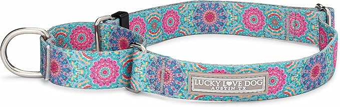 Lucky Love Dog Martingale Dog Collar - Adjustable, No-Slip, Durable, & Soft Webbing Collar for Male and Female Dogs Ideal for Training & Walking - Clara, Small