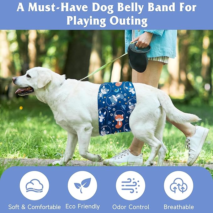 5 Pack Dog Diapers Male Reusable, Premium Belly Bands for Male Dogs, High Absorbing Dog Pee Wraps for Doggie in Incontinence or Training Flower XXL