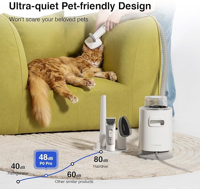 Neakasa 5 in 1 P0 Pro Dog Grooming Vacuum with Stand, 6.6lbs Lightweight Pet Grooming Kit, Lower-Noise Dog Clippers & Shedding Remover for Dogs and Cats