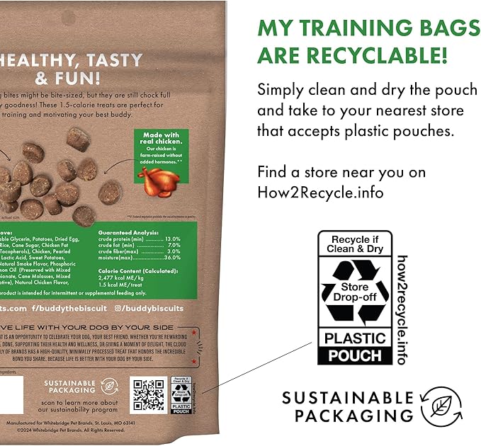 Buddy Biscuits Trainers 10 oz. Bag of Training Bites Soft & Chewy Dog Treats Made with Chicken Flavor