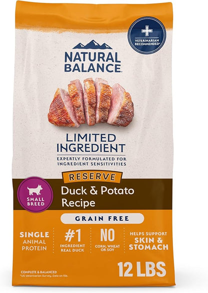 Natural Balance Limited Ingredient Small-Breed Adult Grain-Free Dry Dog Food, Reserve Duck & Potato Recipe, 12 Pound (Pack of 1)