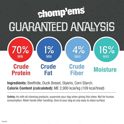 Chomp’ems Premium Beefhide Chews for Dogs, 2 Chews, (Pack of 4)