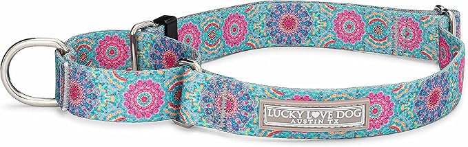 Lucky Love Dog Martingale Dog Collar - Adjustable, No-Slip, Durable, & Soft Webbing Collar for Male and Female Dogs Ideal for Training & Walking - Clara, Large