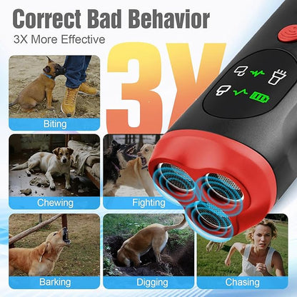 Anti Barking Device for Dogs, Ultrasonic Dog Bark Deterrent - 35ft Range, Rechargeable Bark Control Device with HD Display and LED Flashlight, Safe for Small, Medium & Large Dogs