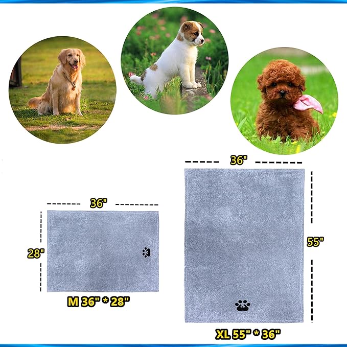 Dogvingpk Extra Large Dog Towel Super Absorbent Soft Microfiber Pet Bath Grooming Towels for Drying Dogs and Other Pets (XL-55" * 36", Green)
