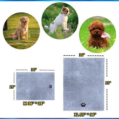 Dogvingpk Extra Large Dog Towel Super Absorbent Soft Microfiber Pet Bath Grooming Towels for Drying Dogs and Other Pets (XL-55" * 36", Green)