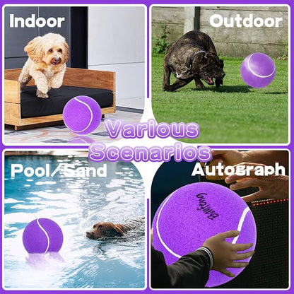 Banfeng Big Tennis Ball for Dogs, Giant Dog Tennis Ball Toy Large Outdoor Sports Gift for Small Medium Large Dog (Purple, 9.5 inch)