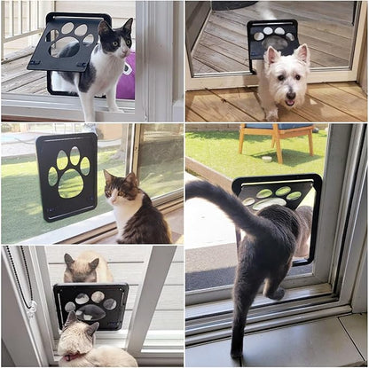 Enjoying Pet Screen Door 8"×10.2" Inner Door Size, Cat Doors with Replacement Magnetic Flap Lockable Doggy Screen Door, Black