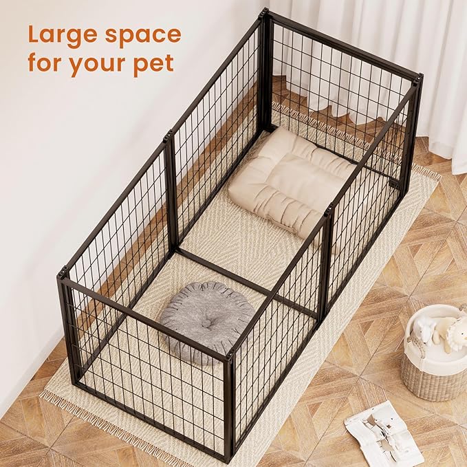 Aoowow Dog Crate for Small Medium Dogs, 63" Dog Kennel Indoor Puppy Dog Playpen with Top, Iron Heavy Duty Dog Cage,Black