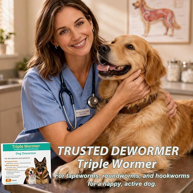 Dewormer for Dogs Pyrantel Pamoate and Praziquantel for Tapeworms, Roundworms and Hookworms Broad Spectrum Dewormer
