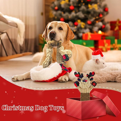 Squeaky Dog Toys, Stuffed Large Dog Toys to Keep Them Busy, Interactive Plush Chew Toys with Crinkle Paper, Tough Pet Animal Toys for Small Medium Large (Red C)
