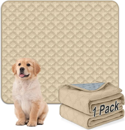 FunFurry Washable Pee Pads for Dogs - 1 Pack Reusable Pee Pads，Waterproof Puppy Pads，Pet Training Pads，Super Absorbent with Dog Paw Shape Non-Slip Backing (Cream, 72" X 72" - 1 Pack)