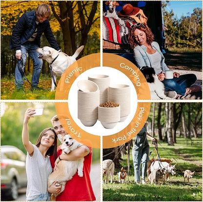 250 Pcs Disposable Pets Bowls Bulk Compostable Pets Feeding Bowls Thickened Disposable Pet Bowl Paper Dog Travel Bowl for Small Dogs Puppy Cat, Leakproof Pet Feeding and Watering