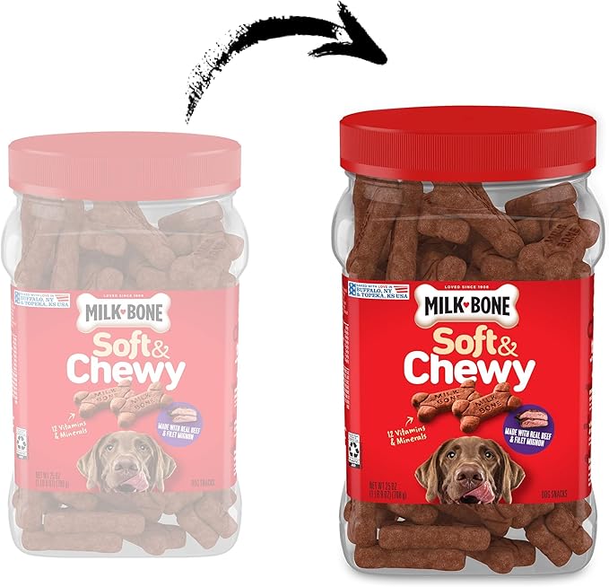 Milk-Bone Soft & Chewy Dog Treats, Beef & Filet Mignon Recipe, 25 Ounce