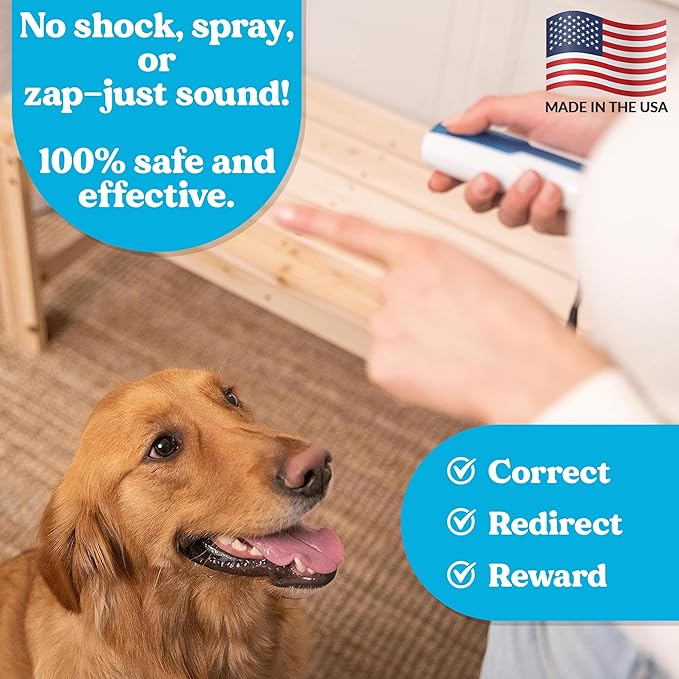 Doggie Don’t Anti Barking Device for Dogs - No Shock Bark Control & Dog Bark Deterrent - Humane Audible Dog Training Tool for Reactive Dogs, Barking, Jumping & Leash Aggression - Replaceable Batteries
