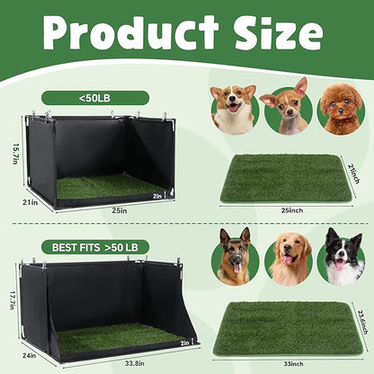 MABOZOO Dog Pee Pad Holder with Artificial Grass, 25 * 21 * 15.7 in Foldable Indoor Dog Potty Tray with Hemmed Edge, No Spill Pee Pad Holder Tray Puppy Litter Box for Dogs