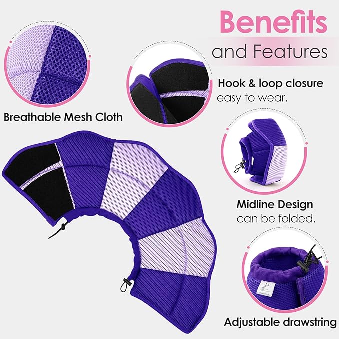 AOFITEE Dog Cone - Soft Cone for Dogs After Surgery, Comfy Cones for Large Dogs to Stop Licking, Adjustable Soft Dog Cone Collar, Elizabethan Pet E-Collar for Wound Healing, Purple Large