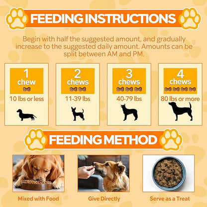 Probiotics for Dogs,6 Digestive Probiotics & 6 Enzymes for Gut Health,Digestion & Gut Support,Helps Diarrhea, Yeast Infection, Upset Stomach,Allergies & Immune System Suppor-300Chews