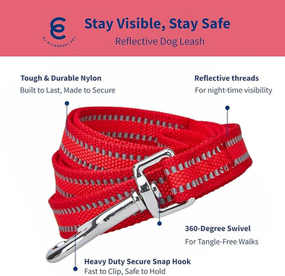 Blueberry Pet Essentials Reflective Back to Basics Matching Dog Harness and Leash Set, Rouge Red, Adjustable Harness with 5 ft Leash for Medium Dogs