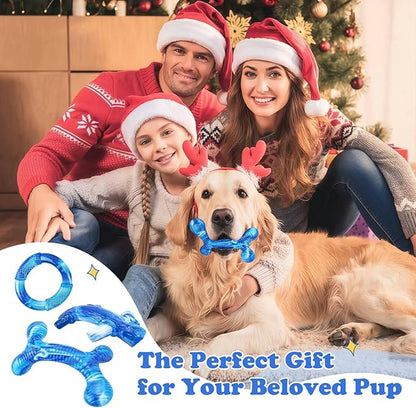 Furdog 3Pack Dog Toys for Aggressive Chewers Dog Chew Toy Tough Dog Toys to Keep Them Busy Bacon Flavor Teething Chew Toys & Dental Health for Large Medium Small Breeds (Blue)