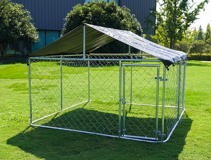 Petony 78"x 78" Outdoor Dog Enclosure Heavy Duty Dog Kennel House Mesh Dog Big Cage Pet Kennel Steel Fence with Secure Lock