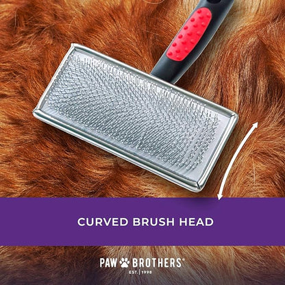 RYAN'S PET SUPPLIES Paw Brothers Soft Flat Slicker Brush with Coated Pin Tips, Mini/Small