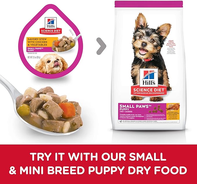 Hill's Science Diet Puppy Small & Mini Wet Dog Food, Chicken & Vegetables, 3.5 oz. Trays, 12-Pack