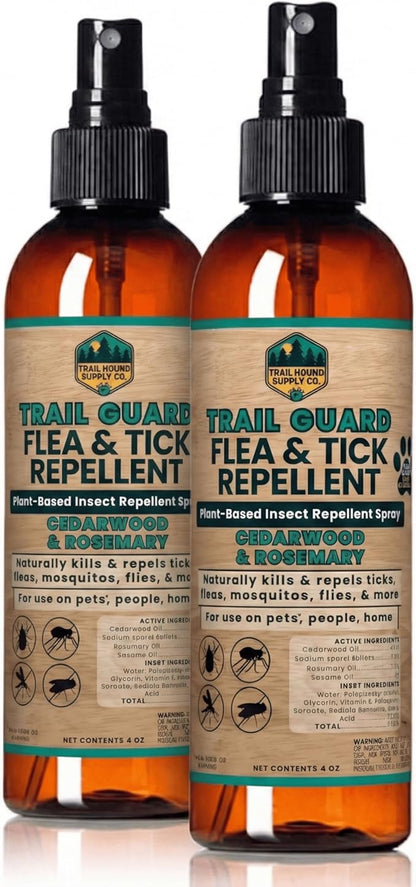 Trail Guard Natural Extra Strength Insect, Flea and Tick Spray for Dogs, Cats, People & Home (2Pack 4oz, Cedarwood & Rosemary)