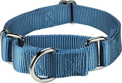 Mikivery Martingale Dog Collar Nylon Adjustable and Safety Training Colourful Comfortable Metal Buckle Pet Collars for Small Medium and Large Dogs(Haze,L)