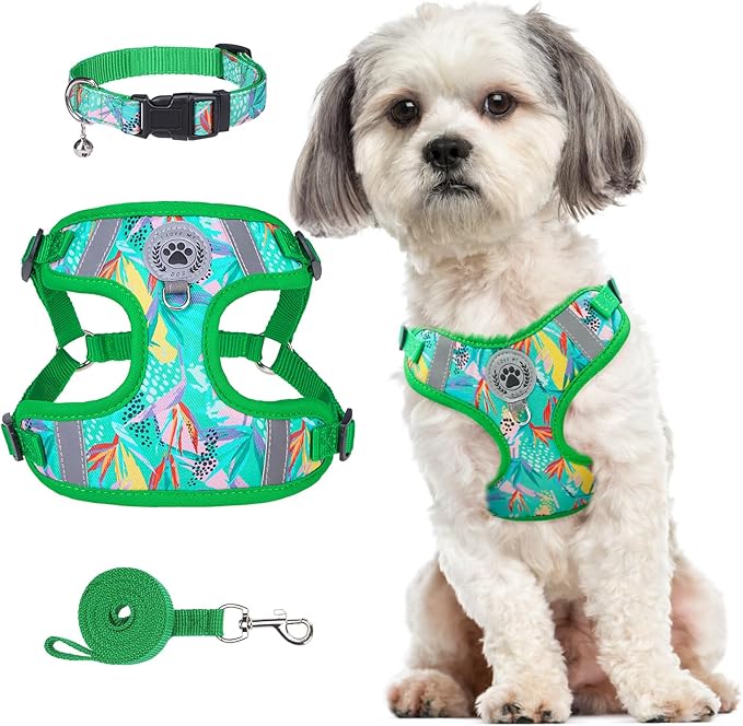 BEAUTYZOO Step in Dog Harness Collar and Leash Set for Small Medium Large Dogs, No Pull No Choke Puppy Harness, Soft Mesh Reflective Pet Padded Vest Adjustable for Doggie Girl or Boy,Chihuahua,Yorkie