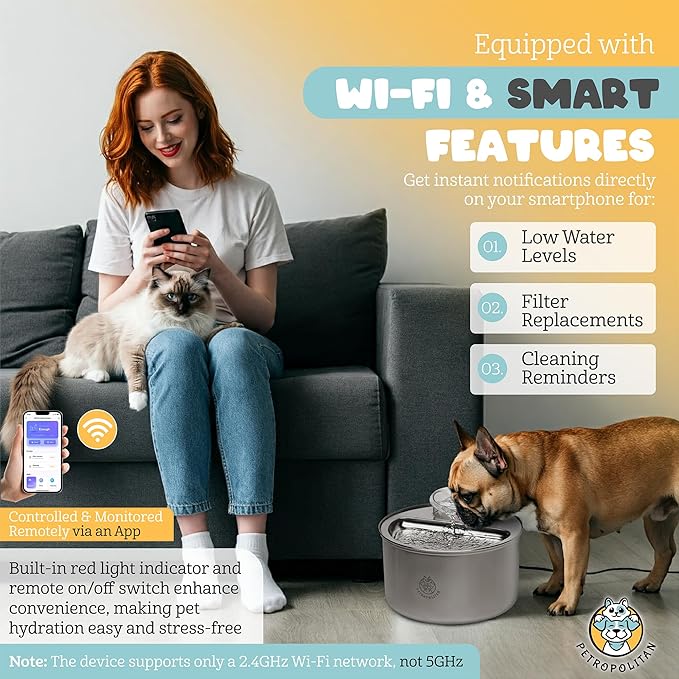 Replacement Filters for TK-WF119L Smart Stainless Steel Cat Water Fountain with WI-FI App Control, 3.5L/118oz Ultra-Quiet Pet Fountain Replacement Filters, Set of 6 Filters & 6 Sponges