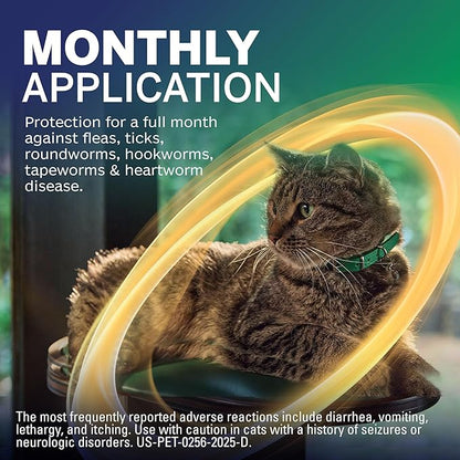 NexGard® Combo (esafoxolaner, eprinomectin, and praziquantel Topical Solution) Flea and Tick Protection Plus Heartworm Disease Preventive for Cats, 5.6-16.5 lbs. (Yellow Box) 6 Doses (6 Month Supply)