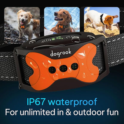 DogRook Rechargeable Dog Bark Collar | Smart Collar for Dog Training | Beep & Vibration | No Shock | No Bark Collar | Anti Bark Collar for Dogs | Anti Barking Collar for Dogs - Large, Medium, Small