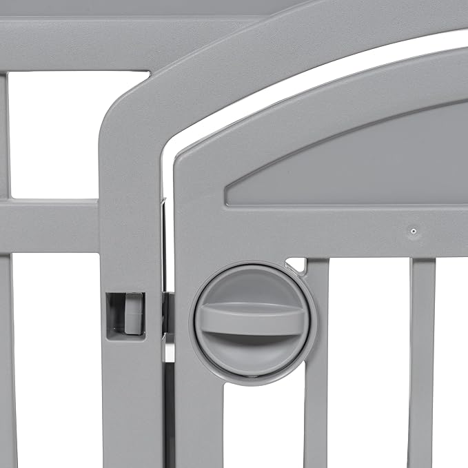 IRIS USA 24" Dog Playpen 6-Panel Pet Exercise Pen with Door Gate 61x61x24 Puppy Play Pen Indoor Outdoor Plastic Heavy Duty Foldable Portable Pet Fence for Small Medium Dogs Puppies Multiple Pets Gray