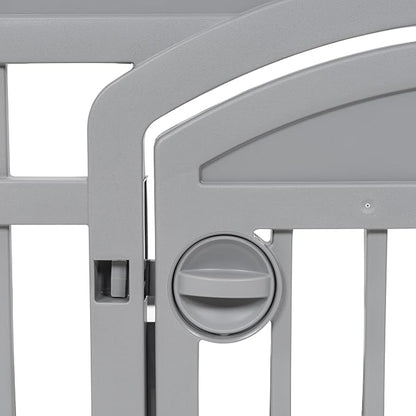 IRIS USA 24" Dog Playpen 6-Panel Pet Exercise Pen with Door Gate 61x61x24 Puppy Play Pen Indoor Outdoor Plastic Heavy Duty Foldable Portable Pet Fence for Small Medium Dogs Puppies Multiple Pets Gray